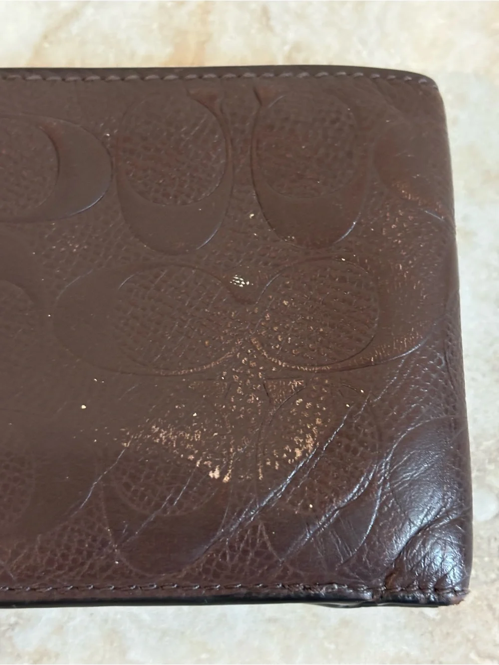 Coach Men's Dark Brown Signature Monogram Leather Bi-Fold Wallet